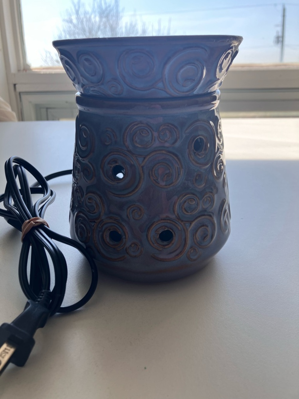 Scentsy Artisan Collection Ceramic Wax Warmer Blue Bronze Intricate Swirl - Picture 3 of 7